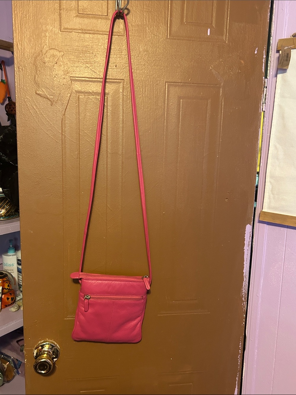 iLi Vibrant Pink Leather Crossbody Bag NWOT - Picture 2 of 10